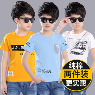 男童短袖t恤夏装，2024韩版儿童纯棉体恤，12中大童15岁男孩上衣