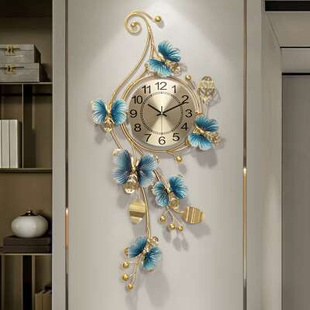 家用时尚创意时钟客厅，轻奢个性艺术挂钟新中式风，玄关钟表大气挂表