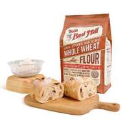 鲍勃红磨坊石磨全麦面粉高筋面包粉进口2.27kg烘焙原料果肉条