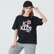 Kappa卡帕女童短袖t恤潮牌2024夏天薄款娃娃衫圆领T恤男童装