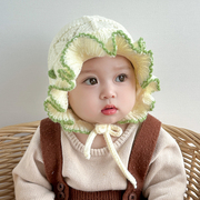 婴儿帽子秋冬季毛线针织护耳套头帽可爱超萌裙摆男女宝宝套头保暖