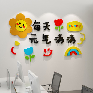 创意办公室墙面装饰布置公司企业文化背景墙会议教室，贴纸励志墙贴