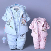 加厚婴幼儿3男女宝宝6个月9秋冬装0冬季婴儿纯棉，衣服1岁2三件套装
