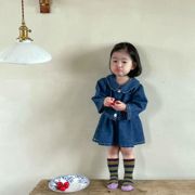 春秋韩版女童牛仔娃娃，领小香风外套，上衣牛仔裙半身裙套装