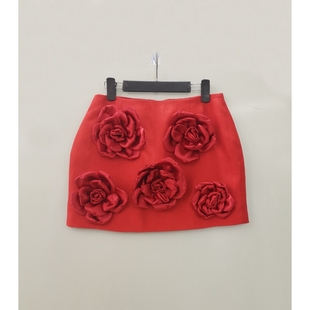 网红同款2024夏季小香风，立体玫瑰花朵气质名媛，包臀裙短裙法式裤裙