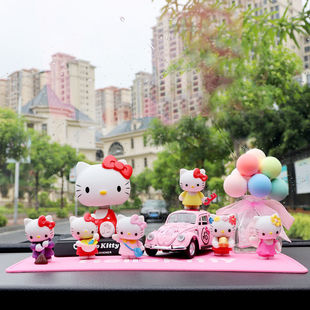 hellokitty猫汽车摆件套可爱KT猫凯蒂猫公仔车内饰品摆件大童礼物