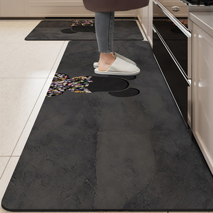 厨房防滑防油地垫可擦免洗l形专用脚垫硅藻泥，吸水防摔暴力熊地毯(熊地毯)