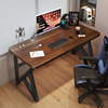 实木电脑桌台式家用书桌写字台现代办公桌，黑胡桃色工作台简易桌子