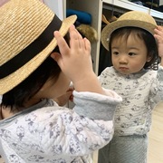 韩风婴童小礼帽儿童帽子夏天沙滩可爱圆顶草帽男女宝宝遮阳帽