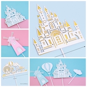 梦幻城堡大风车蛋糕，装饰插牌摩天轮，游乐园热气球双层热气球