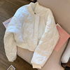 白色棉服女设计感小众冬季2023年韩版洋气，小个子加厚短款外套