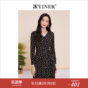 YINER音儿专选女装春季艺术印花高级感连衣裙