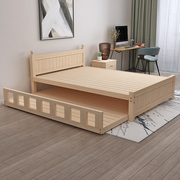 1.8床拖床松木单人床抽拉床架，1.2榻榻米床实木，米原木子母床经济型