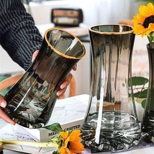 轻奢简约玻璃花瓶ins风，高级感水养，百合鲜花北欧客厅插花创意摆件
