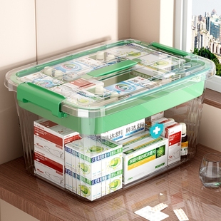多层药箱家庭装家用医药箱，大容量药物收纳盒，透明大号医疗急救药盒