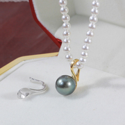 DIY珍珠配件 S925纯银开口式高跟鞋珍珠吊坠头项链坠子配饰空托