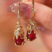 配旗袍的耳环中国风新中式穿汉服的耳饰红色高级感复古气质耳坠女