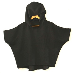 个性夏季男宽松连帽短袖，t恤蝙蝠衫潮流，薄半袖体恤斗篷棉麻料大版
