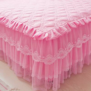 高档加厚床裙床罩夹棉床套单件纯色公主，蕾丝防滑保护套双人15m18