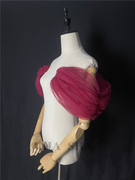 酒红色婚纱礼服配件纱，袖子泡泡袖遮肩膀，纱单独肩膀纱可定制颜色