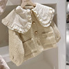 女童秋冬款加厚外套，韩版洋气上衣小女孩，双层娃娃领小香风加棉外套