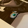 法式彩宝 锆石羽毛造型水滴型湖绿宝石精致高级感百搭ins开口戒指