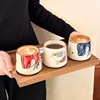 日式复古彩绘陶瓷杯创意咖啡杯拉花杯手握杯手绘和风家用水杯子