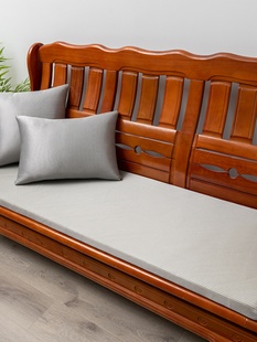 加硬实木沙发亚麻高密度海绵坐垫，防滑中式木，沙发海绵坐垫可以拆洗