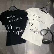 RL.shop7078白色字母t恤短袖女夏季辣妹短款设计感小众上衣