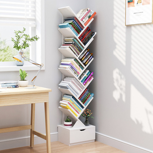 儿童书架置物架落地储物一体，靠墙树形，简易小型客厅书柜子收纳家用