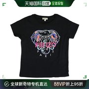 欧洲直邮KENZO 女童黑色棉质大象图案T恤 KQ10298-02