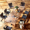 北欧复古做旧实木餐桌，长方形吃饭桌子，创意原木泡茶桌民宿榆木