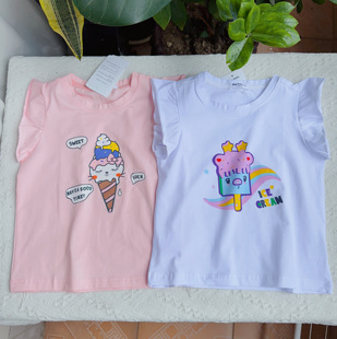 国柜尾 清凉顺滑 夏季小飞袖女童T恤  甜美冰淇淋 卡通宝宝休闲衫