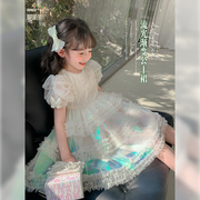 女童连衣裙2024夏季薄款儿童裙子公主裙宝宝吊带裙洋气时髦网纱裙