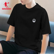 乔丹短袖T恤男2024夏季黑色男t卡通印花上衣半袖青少年运动服
