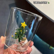 圣诞树杯子手工，立体圣诞树造型玻璃杯创意，礼物水杯送朋友圣诞礼物