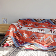 2023北欧摩洛哥棉麻风，编织沙发盖布，装饰流苏线毯床尾盖毯露营野餐