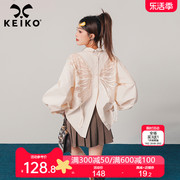 KEIKO 刺绣蝴蝶花长袖衬衫女2024春夏内搭外穿独特别致小上衣