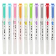 。日本ZEBRA斑马荧光笔Mild色liner淡系列双头荧光套装彩色记号笔