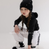 peachpie韩国童装2024春女孩男儿童黑色，连帽t恤打底叠穿大童