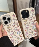 满屏Hello Kitty适用于iPhone15ProMax手机壳苹果14创意硅胶12可爱凯蒂猫透明电镀银保护套小麦全包软壳