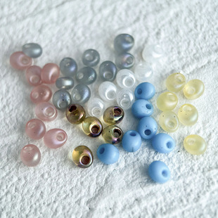 日本御幸4mm水滴珠多色大孔玻璃珠10克DIY手工饰品材料配件散珠