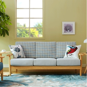 日式小户型沙发客厅木制个性简约布艺北欧单人，双人三人木扶手沙发