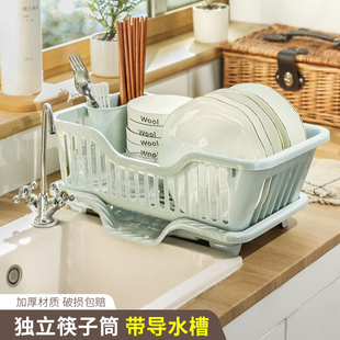 厨房台面碗架碗碟架沥水篮置物架，塑料家用放碗筷收纳盒碗盘沥水架