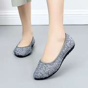 街蜜北京布鞋女单鞋夏季软底镂空平跟中老年舒适妈妈网鞋女士