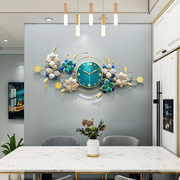 挂钟表客厅现代简约时尚，个性创意花朵中国风新中式挂墙时钟静音钟