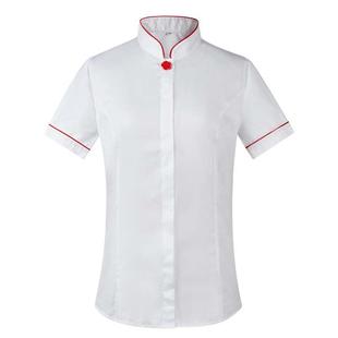 原厂品质中国中信银行女士行服短袖衬衫工作服红色立领衬衣工