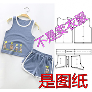 s-16服装diy缝纫图夏季儿童，背心短裤套装，男女童t恤童装裁剪图