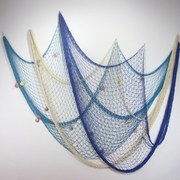 地中海风格粗线渔网，装饰网挂件幼儿园背景照片，墙鱼网墙面壁饰挂饰