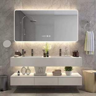 家易仕卫生间岩板一体，无缝盆欧式洗手盆柜组合一体式定制小户型浴